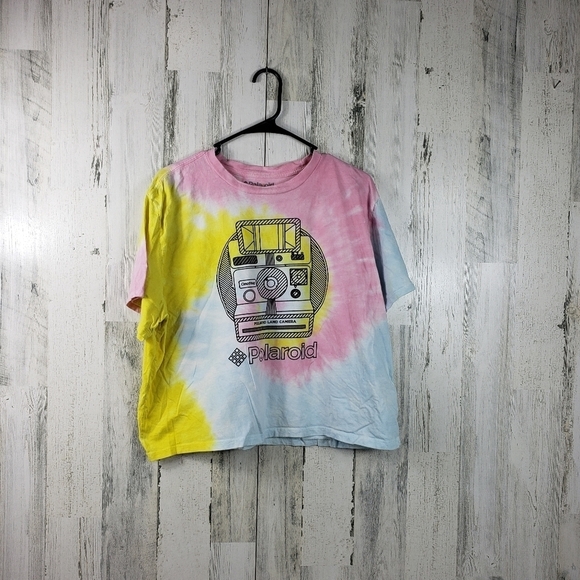Polaroid tie dye crop short sleeve tshirt women's plus size XXXL - Picture 1 of 8